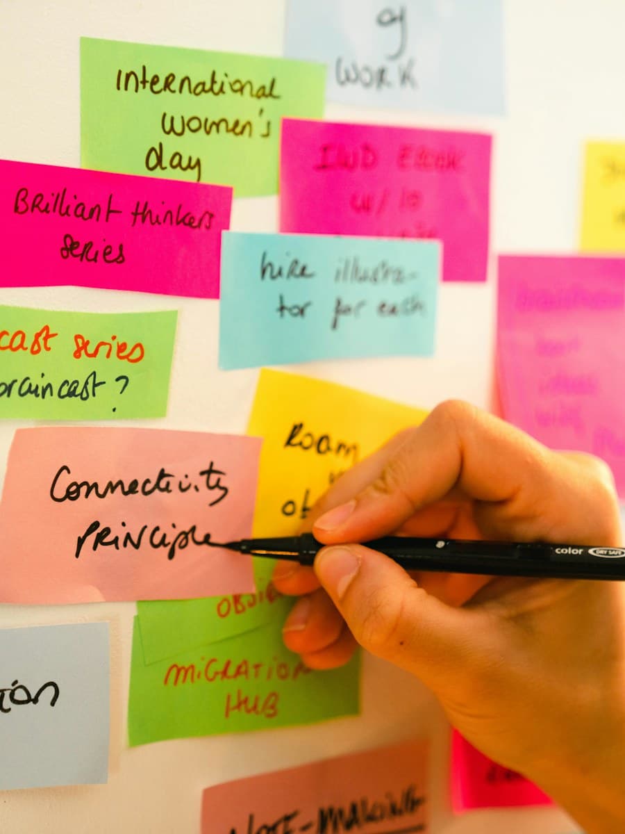 A project’s ideas on sticky notes